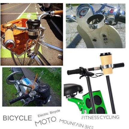 Aluminum Cup Holder for Bikes and Scooters to Hold Coffee Cups mounted on bike and scooter handlebars, 76 mm aluminum alloy cup holder