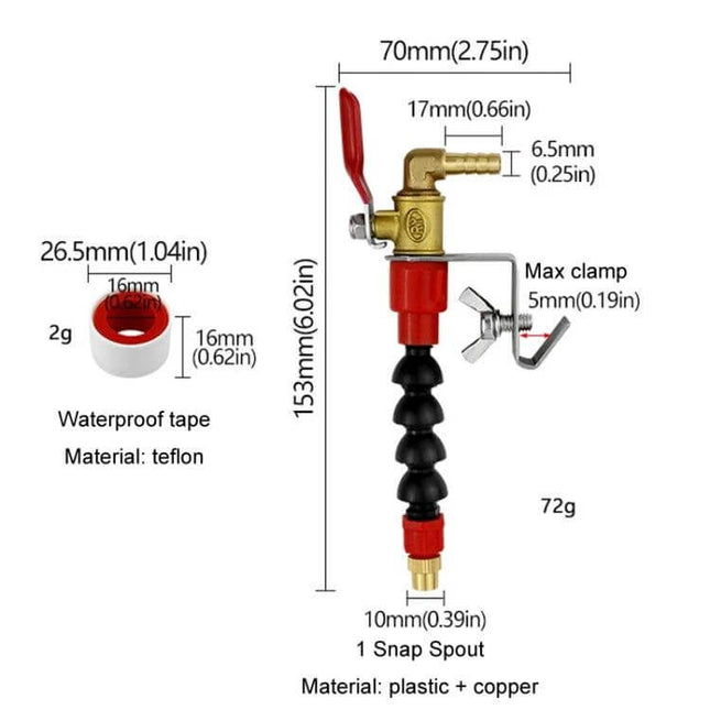 Angle Grinder Water Spray Nozzle For Marble Cutting Dual Spray – dual-mode water cooling nozzle with clamp, teflon tape and snap spout