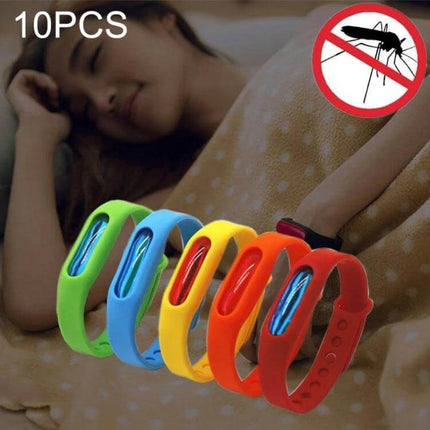 Anti-Mosquito Silicone Repellent Bracelet, 23 cm, Everyday Use - colorful silicone wristbands shown near sleeping person for light mosquito protection