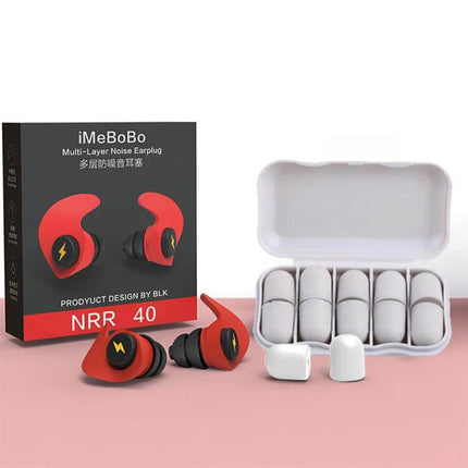 Anti-Noise Sleep Earplugs, Soft Silicone For Quiet Nights - washable soft silicone, sponge and elastomer earplugs with case for travel, sleep, hotel and commuting