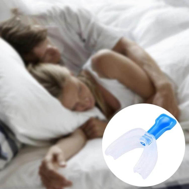 Anti Snore Tray Set For Quiet Sleep EVA Material Night Use - food-grade EVA mouth tray shown with sleeping couple for quieter nights