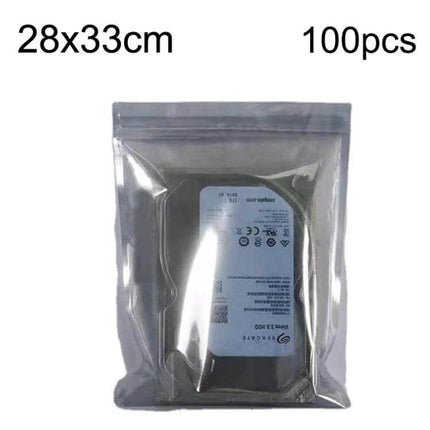 Anti-Static Shielding Bags For Electronics Storage, 100 Pack - clear resealable anti-static bag holding hard drive (28x33cm)