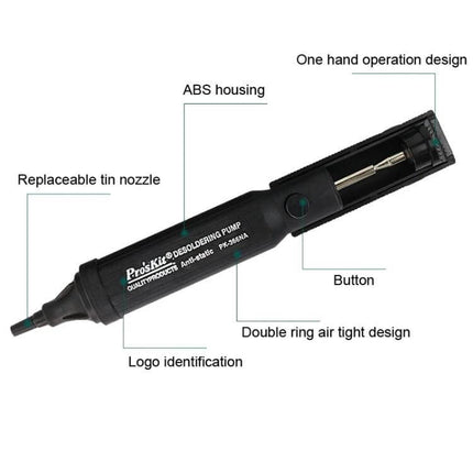 Anti-Static Tin Suction Tool For One-Hand Use At Home compact one-handed desoldering pump with replaceable tin nozzle and airtight double-ring design