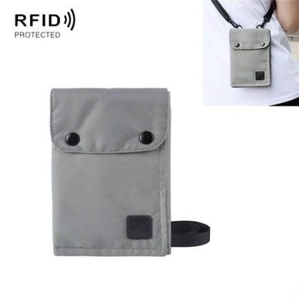 Antimagnetic RFID Neck Passport Bag Nylon, Black, 19x13 cm - waterproof nylon travel neck pouch for passport, cards and phone, unisex, 19x13 cm