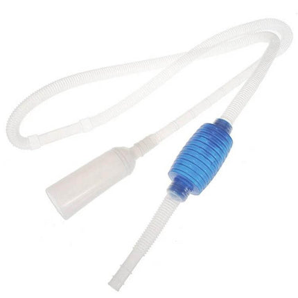 Aquarium Water Change Tube 1.6m for Easy Water Changes - plastic tube with blue squeeze bulb for draining and gravel rinsing during tank maintenance