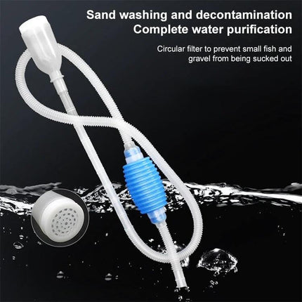 Aquarium Water Change Tube 1.6m for Easy Water Changes with blue squeeze bulb, gravel filter and flexible suction hose for aquarium maintenance