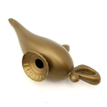 Arabian Magic Lamp Plastic Prop for Halloween Party - lightweight hollow gold plastic lamp decor for Halloween displays and Aladdin-themed scenes