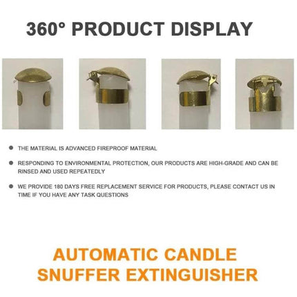 Automatic Candle Extinguisher Gold for Everyday Candle Use - 360° product display of gold stainless steel automatic candle snuffer extinguisher