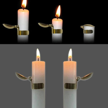 Automatic Candle Extinguisher Gold for Everyday Candle Use - gold electroplated stainless steel clip extinguishes candle flame quietly and reduces smoke