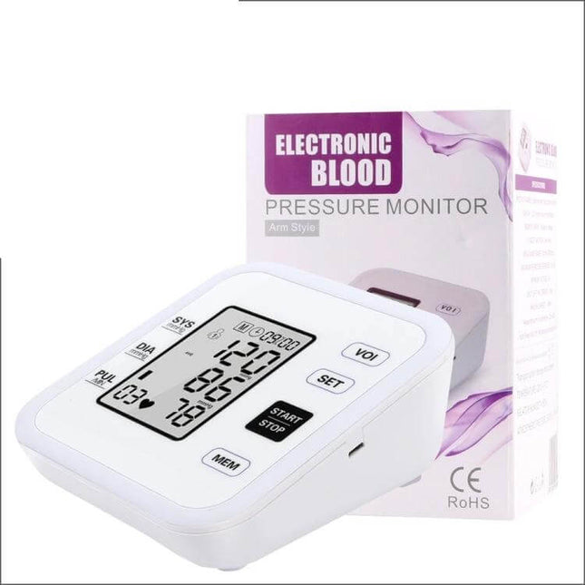 Automatic Digital Upper Arm Blood Pressure Monitor For Home Use - large LCD display, stores readings, ideal for seniors and caregivers