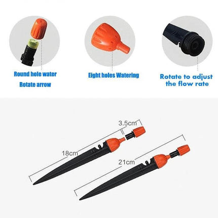 Automatic Garden Watering Device For MicroSpray Irrigation orange 21cm stake sprinkler with adjustable flow and multi-hole nozzle