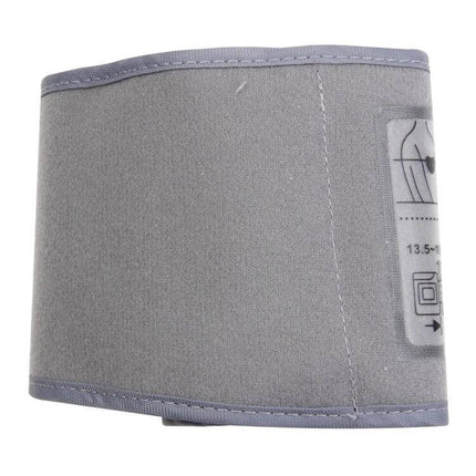 Automatic Wrist Blood Pressure Monitor For Home Use gray fabric wrist cuff for blood pressure device, adjustable size and Velcro closure