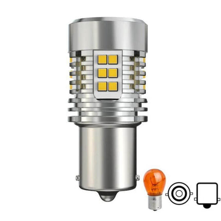 Automotive LED Turn Signal Light With Fan For Cars - aluminum housing, integrated fan, plug-and-play 12–24V replacement bulb
