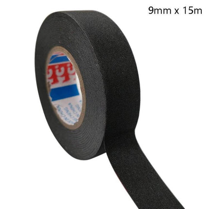 Automotive Wiring Harness Flannel Tape High Temperature Waterproof black polyester non-woven 9mm x 15m roll for instrument panel wiring