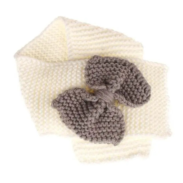 Autumn Winter Girls Warm Knitted Bowknot Scarves for Kids 