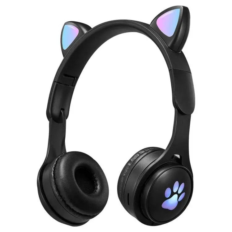 B30 Cat Paw Cat Ears Colorful Luminous Bluetooth Headset