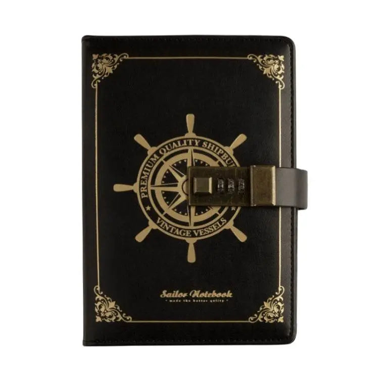 B6 Retro PU Cover Sailor Notebook Diary Book with Password Lock 