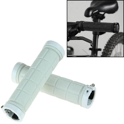 BaseCamp Lock-On Rubber Handlebar Grips Ergonomic Comfort white textured rubber grips with alloy lock rings for road and trail cycling, ergonomic cushioning
