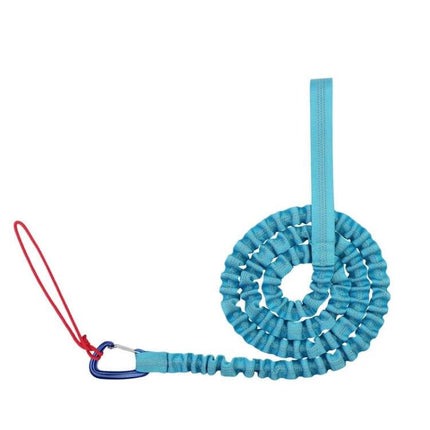 Bicycle Tow Rope 1.7m Stretch to 3m for Parent-Child Rides - blue elastic nylon tow rope with carabiner for teaching child to ride