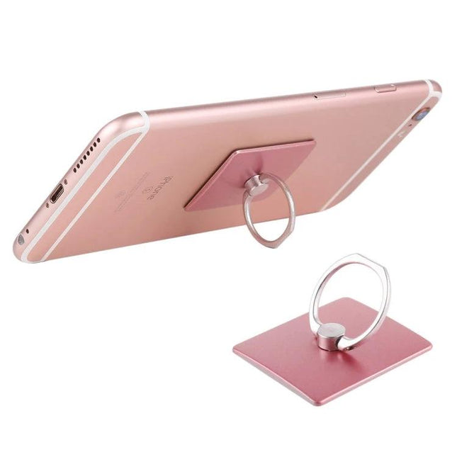 Compact Ring Buckle Cell Phone Holder for Hands-Free Use - rose gold ring stand attached to smartphone for watching videos and secure grip