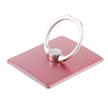 Compact Ring Buckle Cell Phone Holder for Hands-Free Use - slim rose gold ring phone grip and stand attached to rectangular base