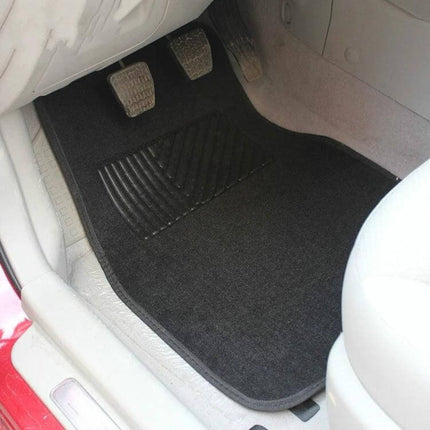 Universal Fit Carpet Floor Mats for Cars and Trucks - black universal carpet mat protecting driver-side floor from dirt and moisture