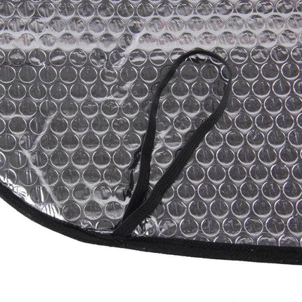 General Purpose Car Sun Visor for Vehicle Protection, 130cm x 60cm - foil cotton reflective sunshade close-up with straps
