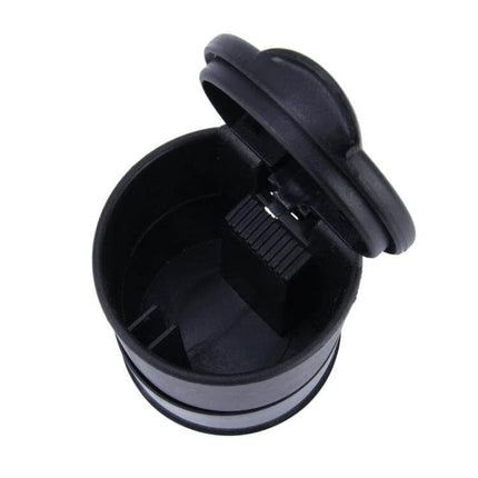 KANEED Universal Detachable Car Ashtray for Cup Holders - compact black removable car ashtray fits standard cup holders, lid and inner clip
