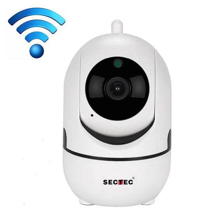 SECTEC Wireless Pan-Tilt Home Security Camera for Monitoring - white 1080P indoor camera with mobile app remote viewing