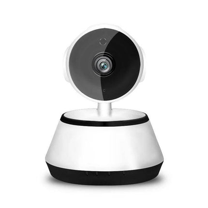 Wireless IP Camera with Night Vision for Home Monitoring white compact indoor camera showing lens and swivel base for remote home surveillance