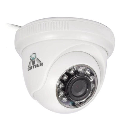 Waterproof Security Camera for Outdoor Night Vision Monitoring - white dome camera with IR LEDs for weatherproof home or business surveillance