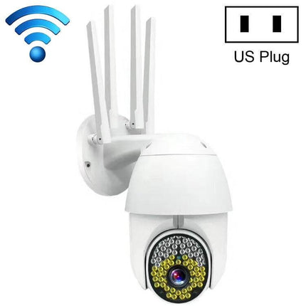 QX38 Outdoor Surveillance Camera for Home Monitoring mounted white wireless 1080P HD PTZ camera with antennas and US plug