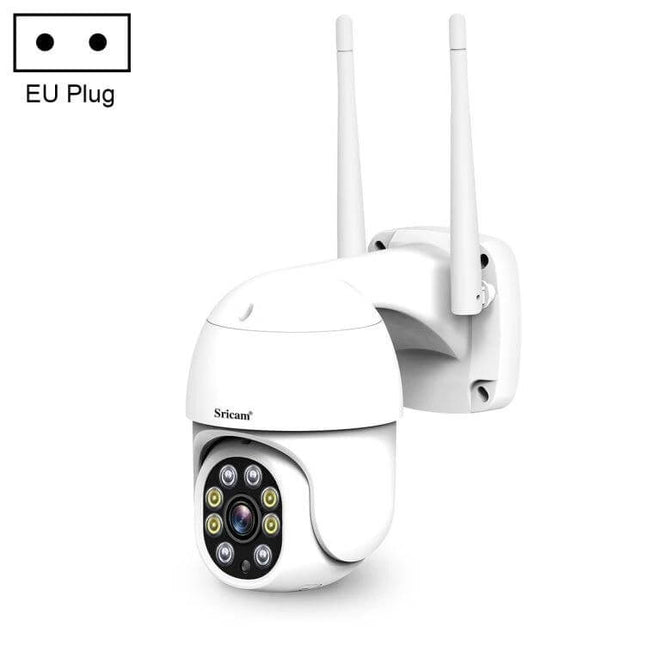 Sricam Outdoor PTZ Camera for Home Security with Night Vision white outdoor dome PTZ camera, 1080P HD, dual antennas, night-vision LEDs
