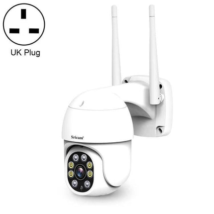 Sricam Outdoor PTZ Camera for Home Security with Night Vision – white 1080P outdoor PTZ camera with dual antennas and night vision LEDs
