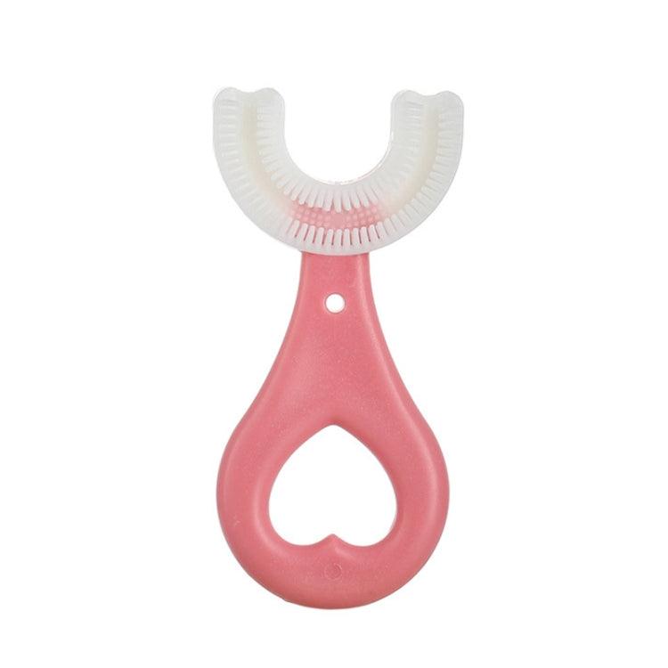 U-Shaped Heart-Shaped Soft Toothbrush for Kids Age 2-6 - Handheld Brushing Tool Pink Heart Shape