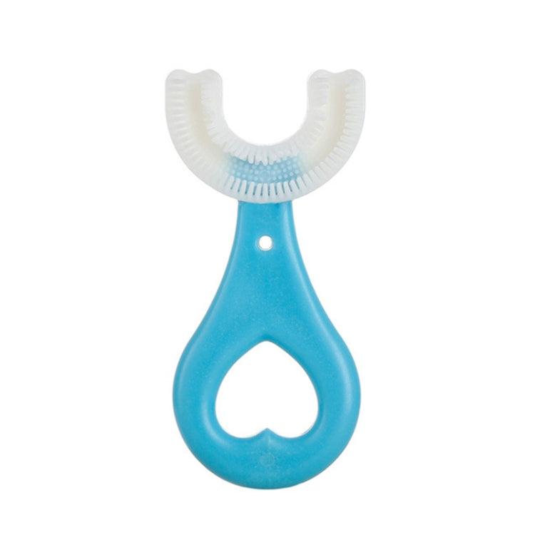 U-Shaped Heart-Shaped Soft Toothbrush for Kids Age 2-6 - Handheld Brushing Tool Blue Heart Shape