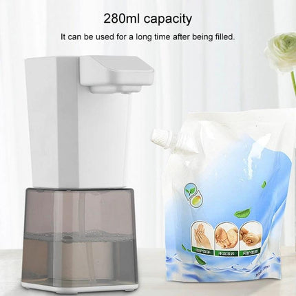 Automatic Foam Soap Dispenser for Home Hand Washing - white automatic foam soap dispenser with 280ml clear reservoir and refill pouch