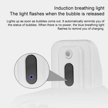 Automatic Foam Soap Dispenser for Home Hand Washing showing induction breathing light indicator and sensor on white dispenser
