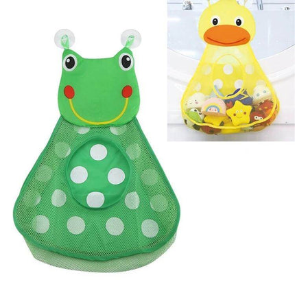 Baby Bath Toy Storage Mesh Bag With Strong Suction Cups hanging frog design breathable mesh organizer for bathtub toys