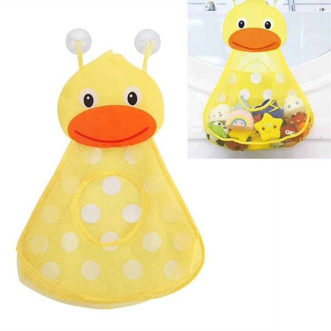 Baby Bath Toy Storage Mesh Bag With Strong Suction Cups yellow duck design breathable mesh organizer for bath toys