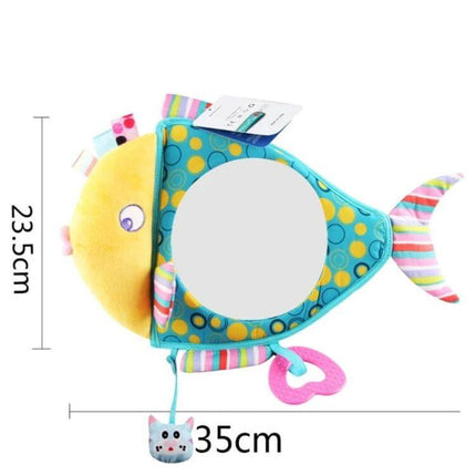 Baby Car Seat Rearview Mirror Plush Toy Fish Mirror - colorful plush fish with round mirror for monitoring and soothing infants