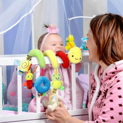 Baby Caterpillar Cot Spiral Toy For Pram Hanging Rattle plush colorful spiral attached to crib and stroller entertaining infant with tactile textures and rattles