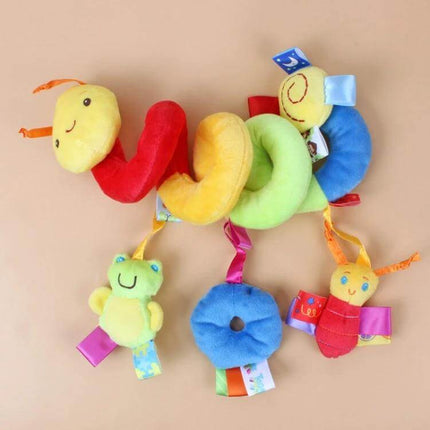 Baby Caterpillar Cot Spiral Toy For Pram Hanging Rattle colorful plush spiral with hanging frog donut and bug toys for stroller or crib
