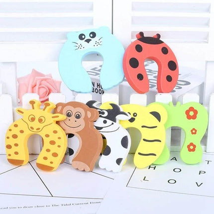 Baby Finger Safety Guard Door Stopper For Easy Pinch Prevention - colorful animal foam door stoppers set (giraffe monkey ladybug whale)