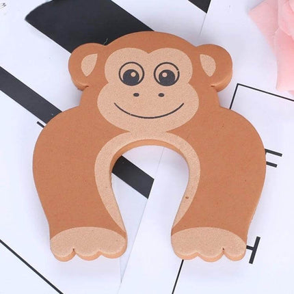 Baby Finger Safety Guard Door Stopper For Easy Pinch Prevention — brown monkey foam door stopper protects baby fingers and prevents pinches