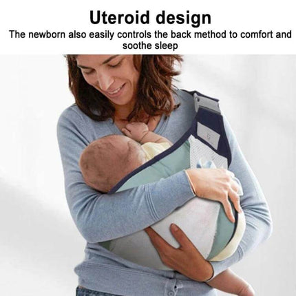 Baby Front Sling Carrier, Portable For 0 To 48 Months - woman carrying newborn in cotton-polyester sling for hands-free travel and comfort