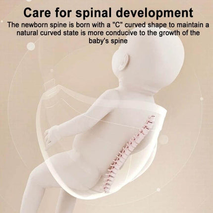 Baby Front Sling Carrier, Portable For 0 To 48 Months showing infant ergonomic C-curve spinal support illustration