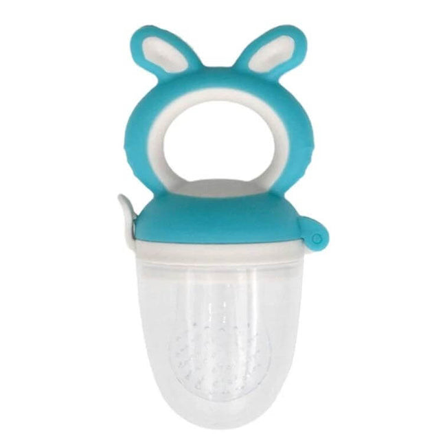 Baby Fruit And Veggie Feeder Nipples Assorted Colors baby self-feeding silicone nipple with dustproof cover and bunny handle in blue