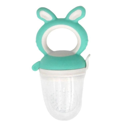 Baby Fruit And Veggie Feeder Nipples Assorted Colors - teal bunny-handle silicone feeder with dustproof cap for baby self-feeding fruits and veggies