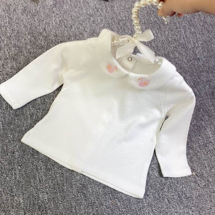 Baby Girl Embroidery Pattern Small Lapel Long Sleeve T-shirt 